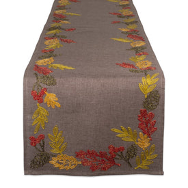 Shimmering Leaves Embroidered 14" x 108" Table Runner