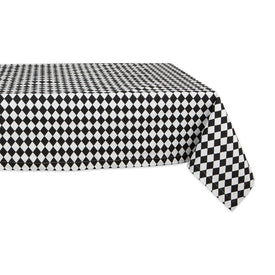 Harlequin Print 60" x 104" Tablecloth - Black and Cream