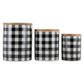 Buffalo Check Ceramic Canisters Set of 3 - Black/White