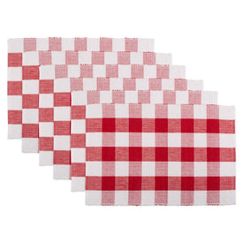 Buffalo Check Ribbed Placemats Set of 6 - Red/White