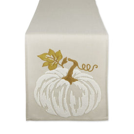 White Pumpkin Embroidered 14" x 70" Table Runner