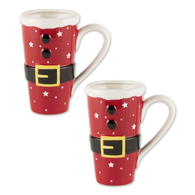 Santa Belt Tall Ceramic Mugs Set of 2
