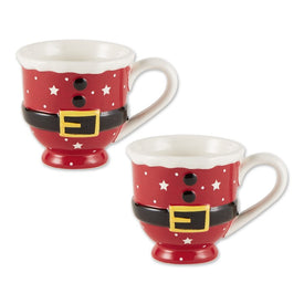 Santa Belt Short Ceramic Mugs Set of 2