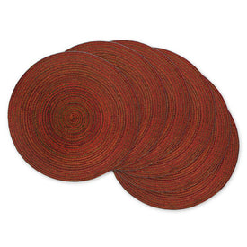 Round Variegated Woven Polypropylene Placemats Set of 6 - Red