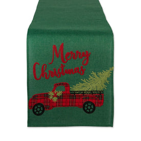 Merry Christmas Truck Embroidered 14" x 70" Table Runner