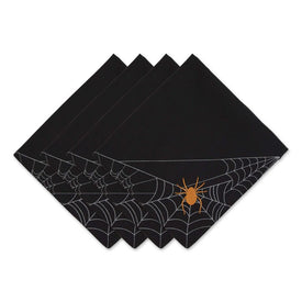 Spooky Spider Web Embellished 20" x 20" Napkins Set of 4