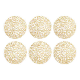 Round Woven Paper Placemats Set of 6 - Gold