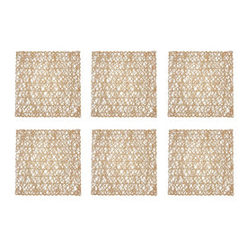 Square Woven Paper Placemats Set of 6 - Taupe