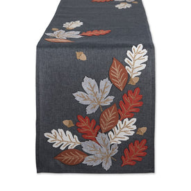 Autumn Leaves Embroidered 14" x 108" Table Runner