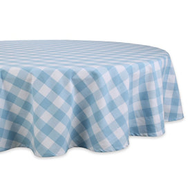 Buffalo Check 70" Round Tablecloth - Light Blue