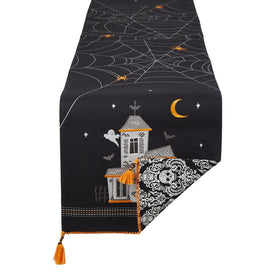 Haunted House Embellished Reversible 14" x 70" Table Runner