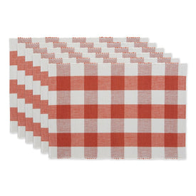 Buffalo Check Ribbed Placemats Set of 6 - Vintage Red