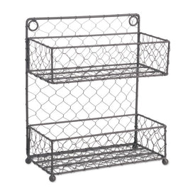 Double-Wide Two-Tier Chicken Wire Spice Rack - Black