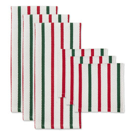 Holiday Stripes Heavyweight Dish Towels and Dishcloths Set of 6