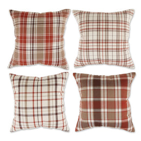 Autumn Plaid 18" x 18" Throw Pillow Covers Set of 4 - Assorted