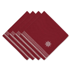 Nordic Snowflake Embroidered 20" x 20" Napkins Set of 4