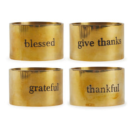 Assorted Always Grateful Stamped Napkin Rings Set of 4