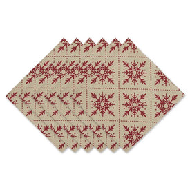 Scandinavian Snowflakes Printed 20" x 20" Napkins Set of 6 - Red