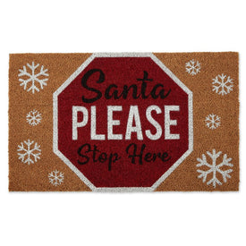 Santa Please Stop Sign 18" x 30" Doormat