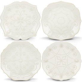 French Perle White Four-Piece Assorted Dessert Set