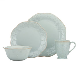 French Perle Ice Blue Four-Piece Dinnerware Place Setting