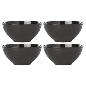 Chelse Muse Fleur Matte Black Bowls Set of 4