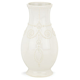 French Perle White 8" Fluted Vase