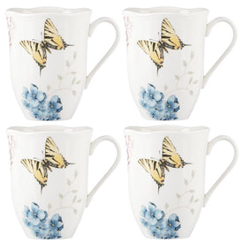 Butterfly Meadow Hydrangea Mugs Set of 4