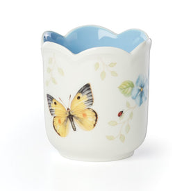Butterfly Meadow Scalloped Blue Geranium Candle with Holder