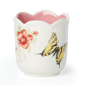 Butterfly Meadow Scalloped Pink Citrus Candle with Holder