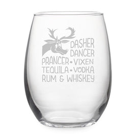 Alternative Reindeer Names Stemless Wine Glass