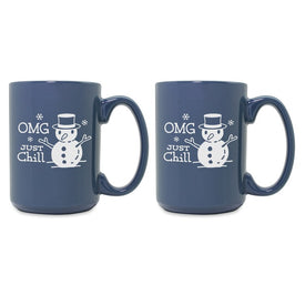OMG Just Chill Steel Blue Ceramic Mug Set