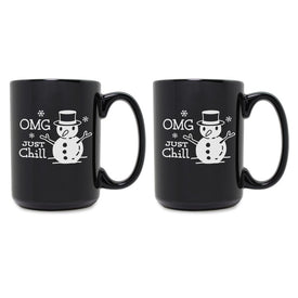 OMG Just Chill Black Ceramic Mug Set