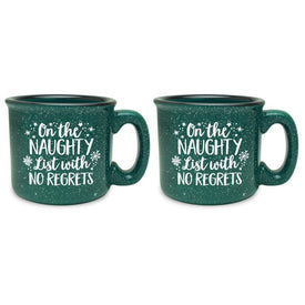 Naughty List with No Regrets Green Mug Set
