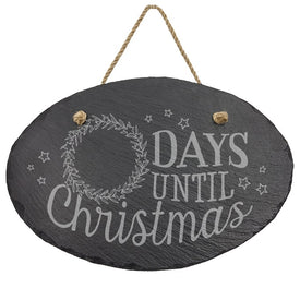 Christmas Countdown Oval Slate Decor