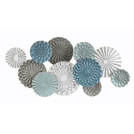 Metal Floral Pattern Round Discs Abstract Wall Art