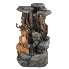 Resin Deer Outdoor Fountain with LED Lights