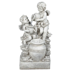 Resin Child Angels Outdoor Fountain with LED Light