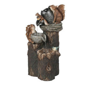 Resin Squirrels On Posts Outdoor Fountain with LED Light