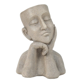 Speckled Magnesium Oxide Thoughtful Bust Head Planter