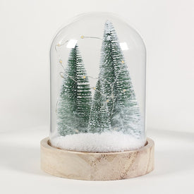 Lighted Glass Snowy Trees Lantern