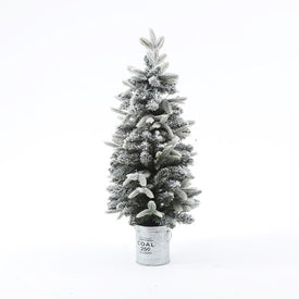 Pre-Lit 3-Foot Porch Artificial Flocked Christmas Tree with Metal Pot