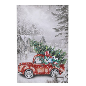 Lighted Christmas Vintage Truck Canvas Print