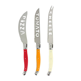 Laguiole Three-Piece Pizza, Tomato, and Cheese Knife Set - Tuscan Sunset