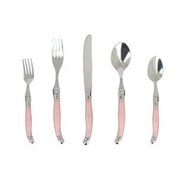 Laguiole Stainless Steel Flatware Set Service for Four 20-Piece Set - Petal Pink