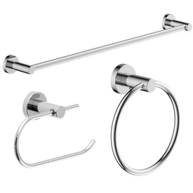 Dia Three-Piece Bath Accessory Set with Toilet Paper Holder, 18" Towel Bar, and Towel Ring