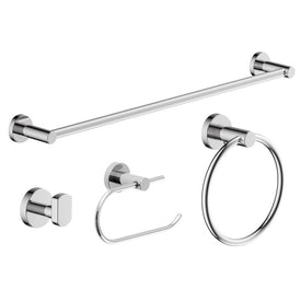 Dia Four-Piece Bath Accessory Set with Toilet Paper Holder, Robe Hook, Towel Ring, and 18" Towel Bar