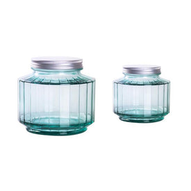 Recycled Glass 10 oz and 33 oz Storage Jar Set