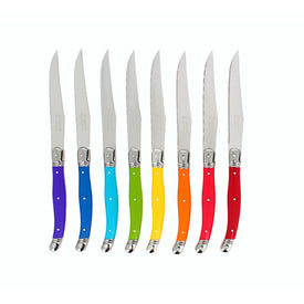 Laguiole Steak Knives Set of 8 - Rainbow Colors