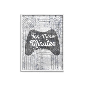 Ten More Minutes Video Game Controller Gaming Words 16"x20" White Framed Giclee Texturized Art